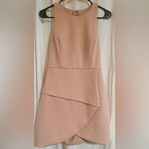 BCBG Maxazria Ely Lace-Up-Back Halter Mini Dress in Bare Pink Tulip Hem Cocktail